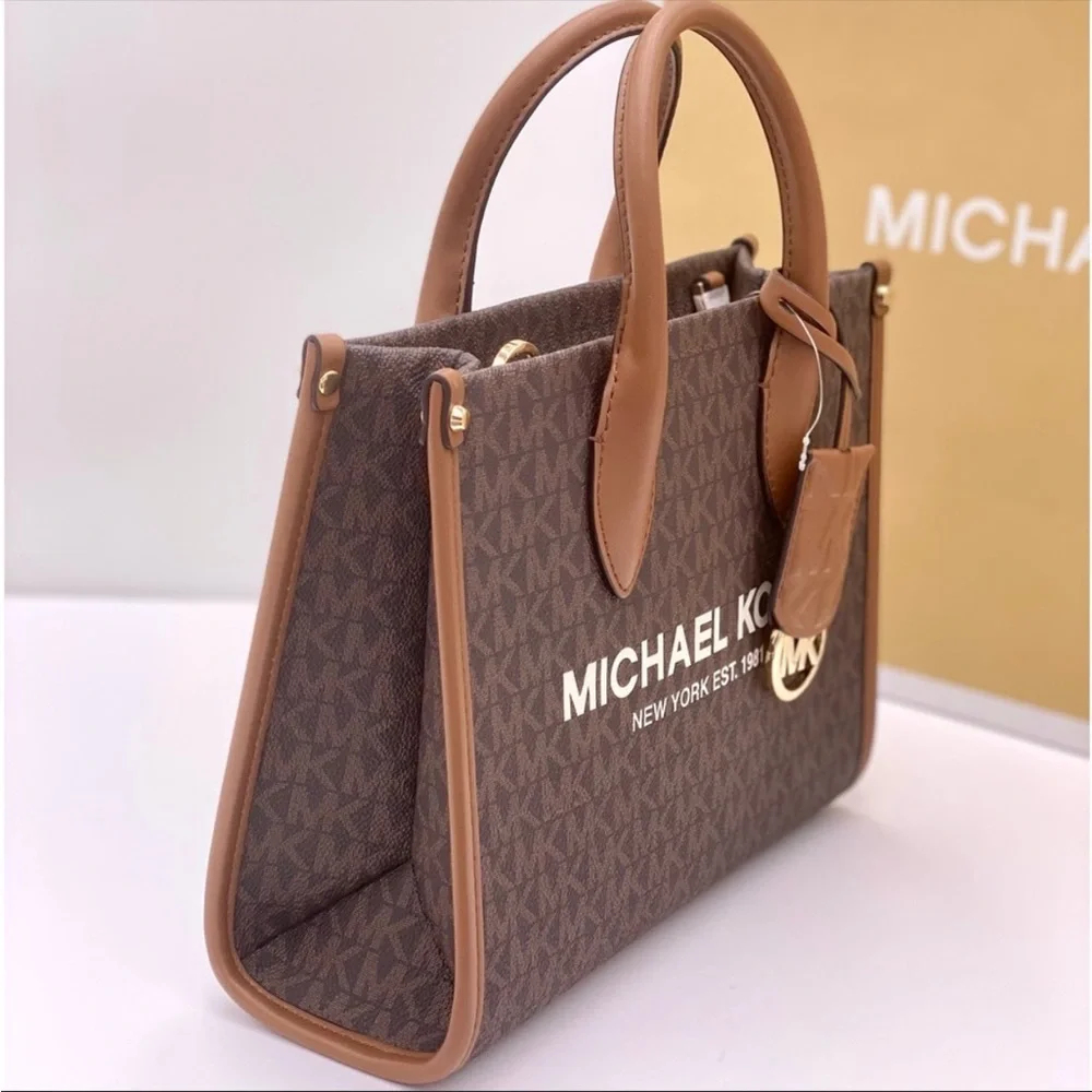 Michael Kors Mirella Small Crossbody Tote Bag Brown New